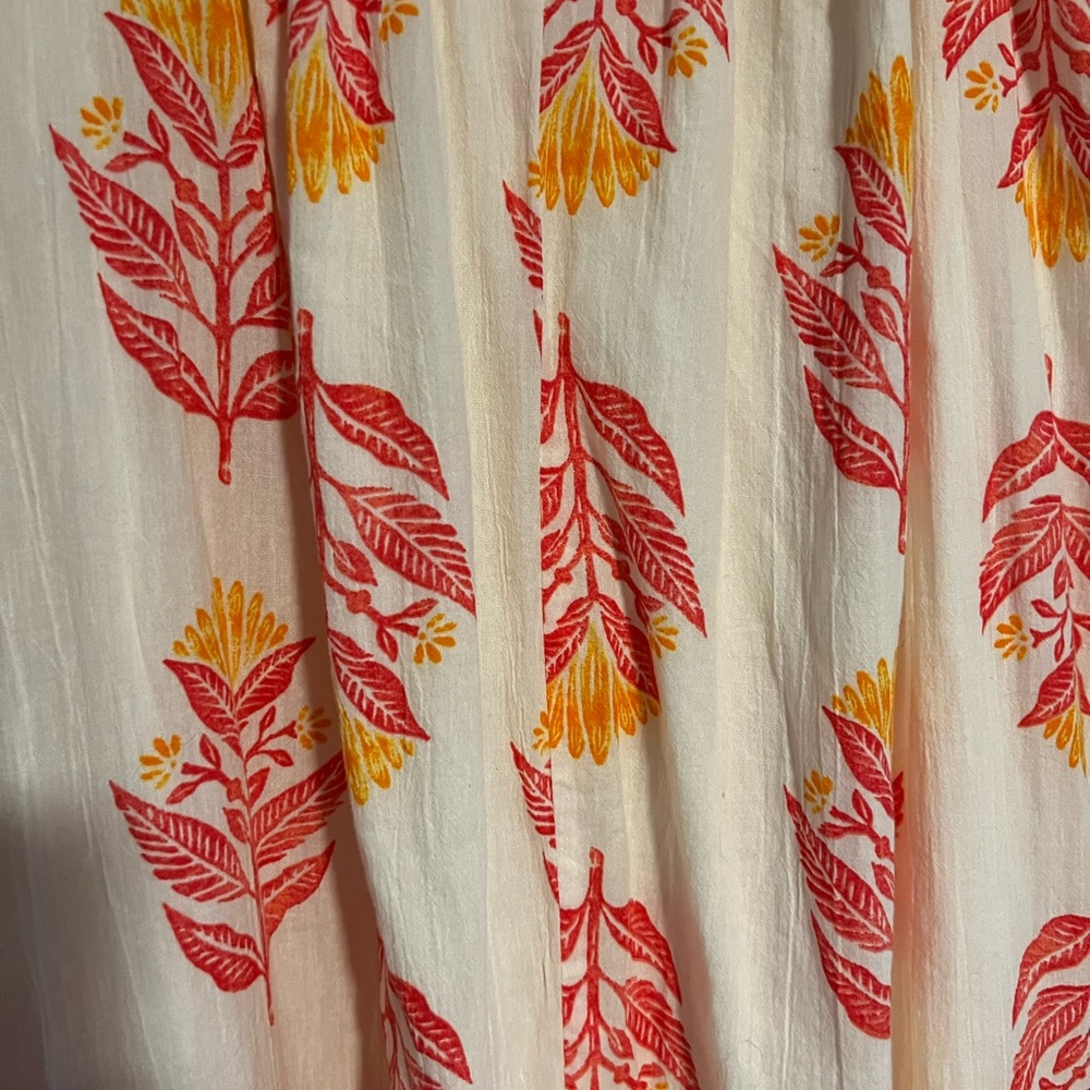 Old Navy Cream Maxi Dress with Pink and Yellow/Orange Leaf Print - Picture 5 of 8